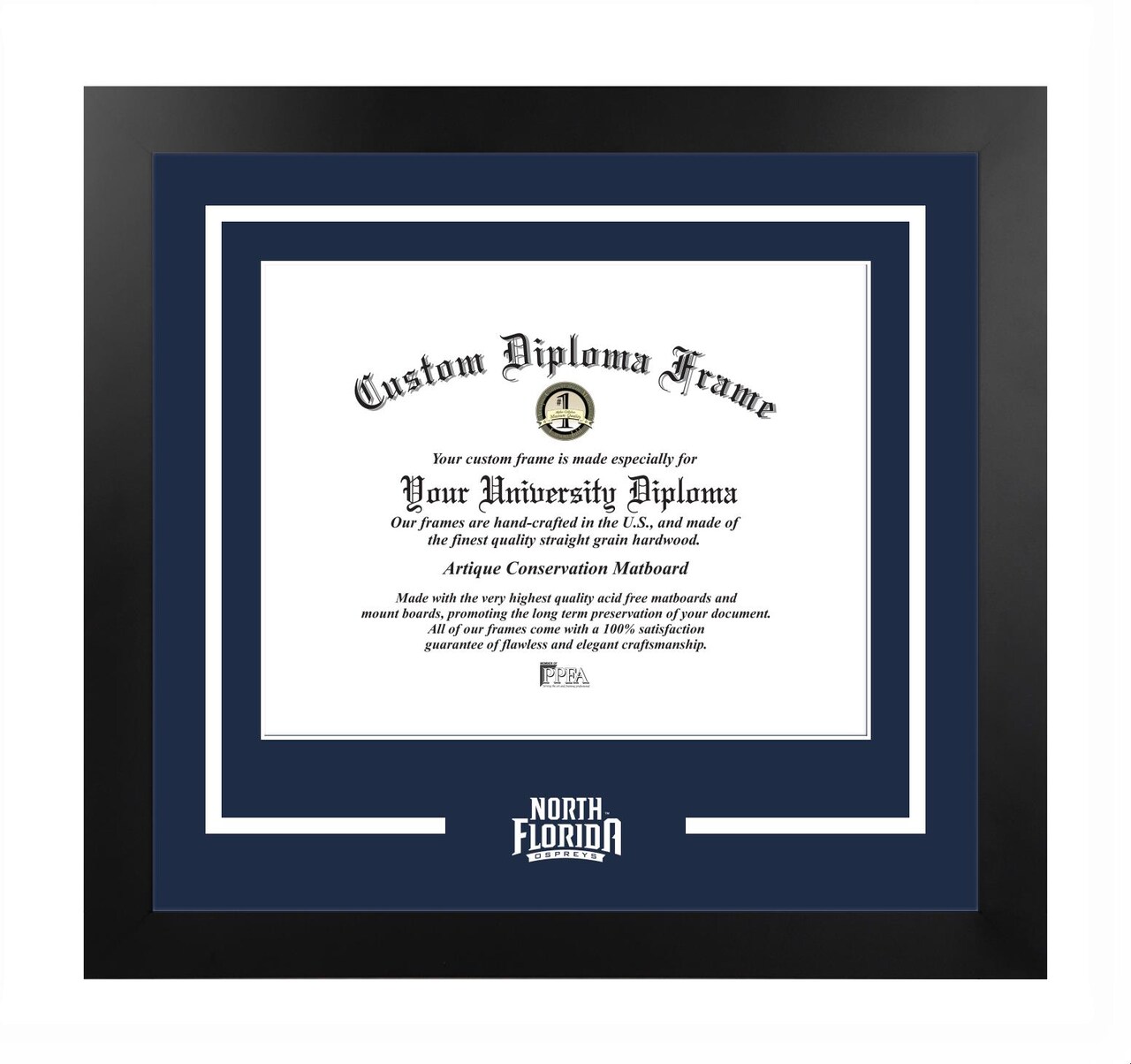 North Florida Ospreys 11w x 8.5h Spirit Diploma Manhattan Black Frame with Bonus Campus Images Lithograph (value savings $59)